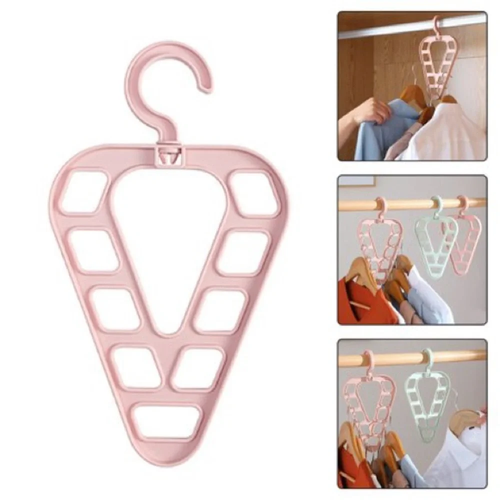 New Baby Pink Multi-Function Rotatable Non-Slip Triangle 9 Holes Clothes Hanger